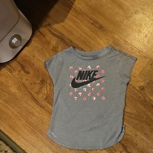 Nike Girls Gray Decal Logo T Shirt Size 6X